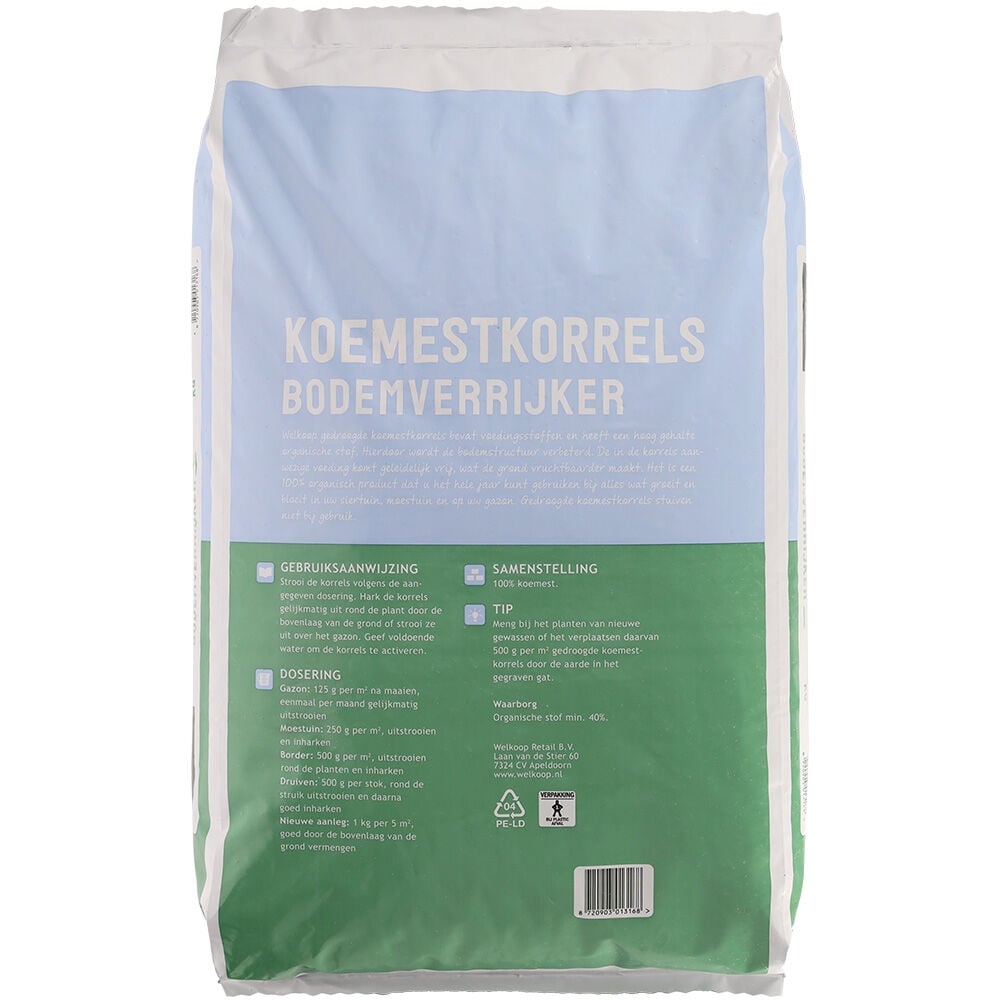 Welkoop Bodemverrijker - Koemestkorrels - 20 Kilogram
