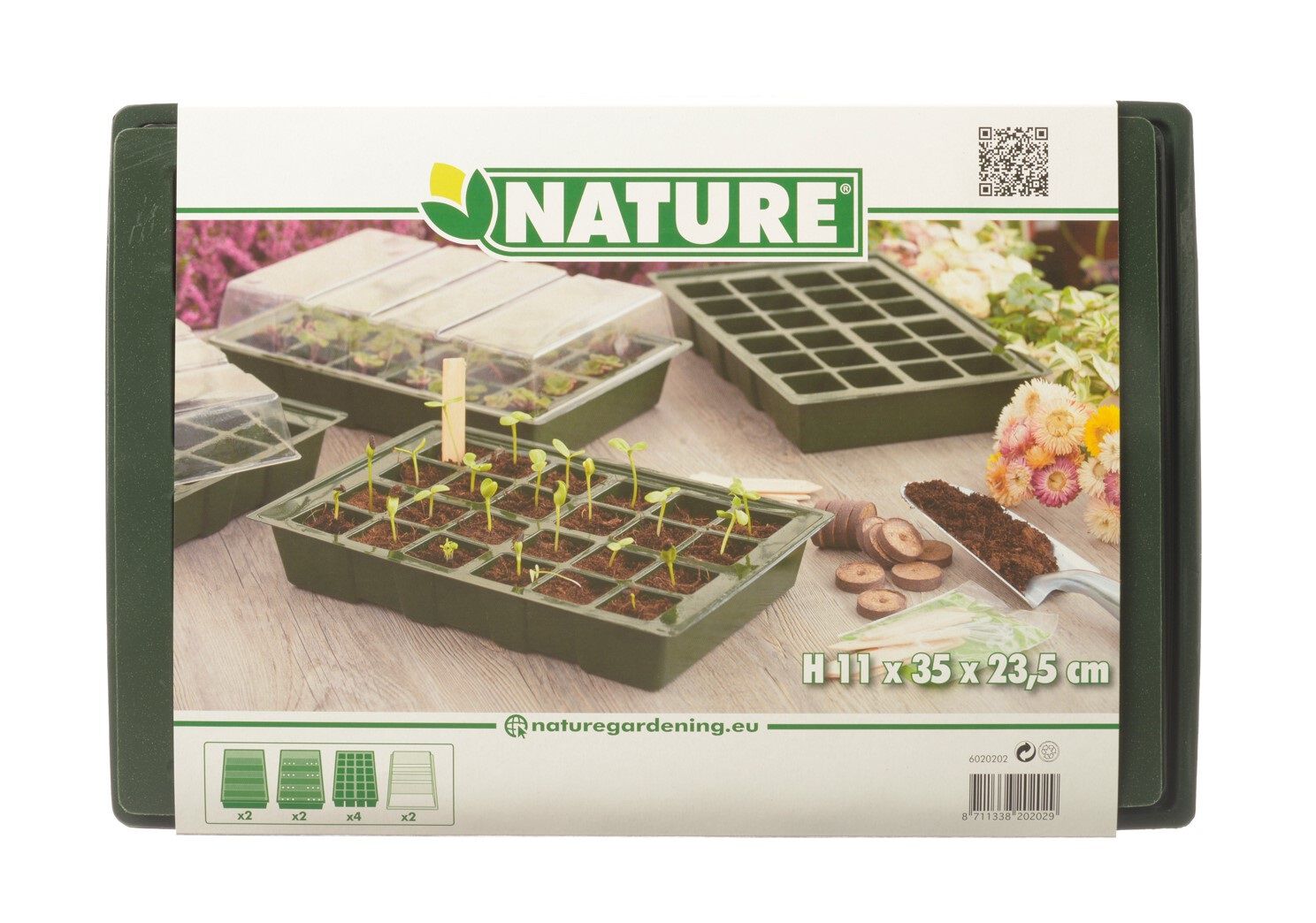 Nature - kweekbakset - 4 stuks - Groen - 23.7x35.5x7 cm