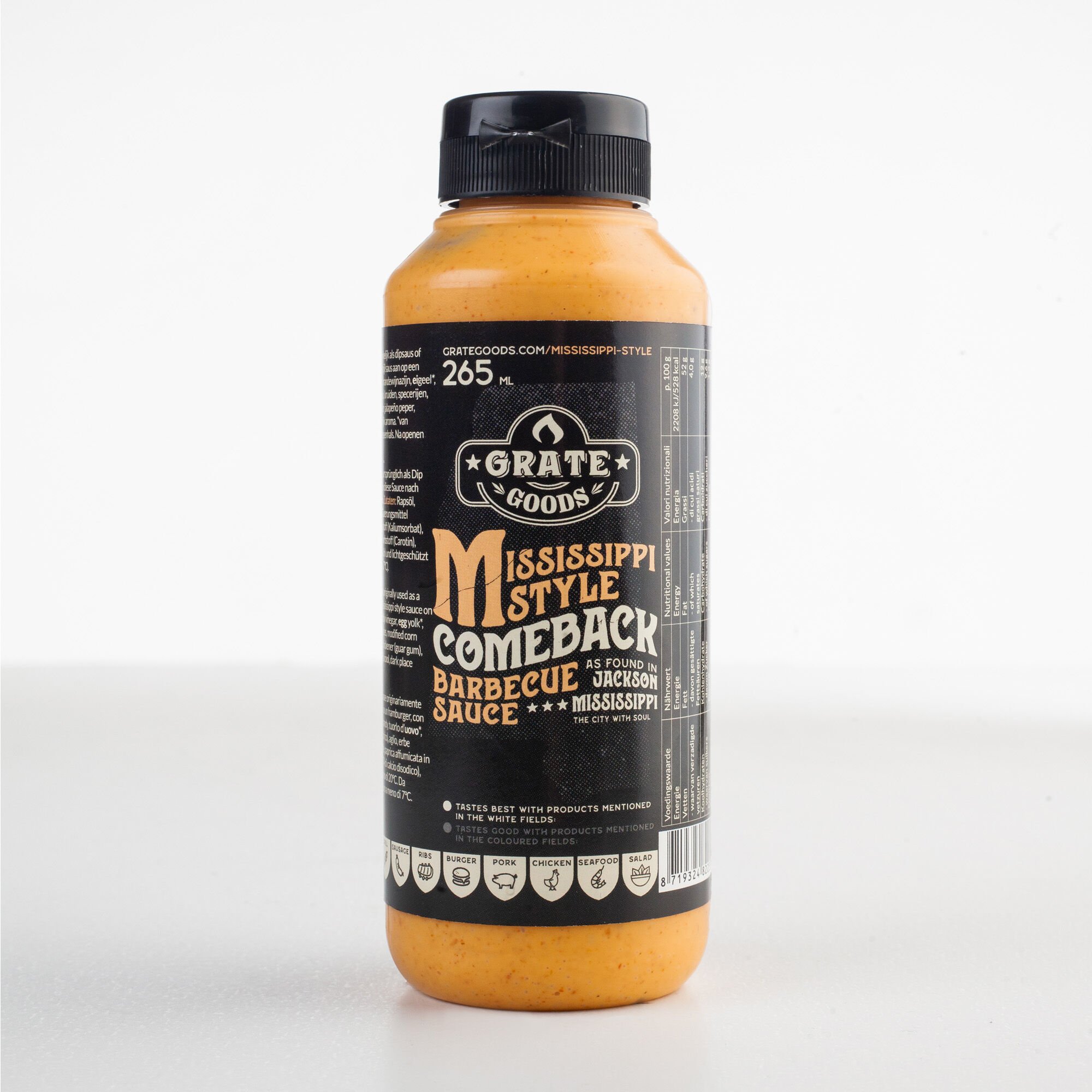Grate goods Mississippi Comeback - BBQ saus - 265 Milliliter - Bruin Grate goods Mississippi Comeback - BBQ saus - 265 Milliliter - Bruin