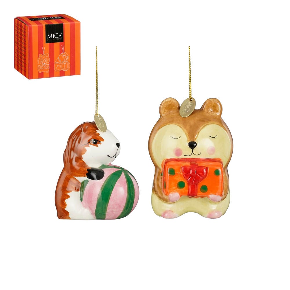 Mica Decorations Cavia en Hamster - Kerstornament - Lichtbruin Mica Decorations Cavia en Hamster - Kerstornament - Lichtbruin