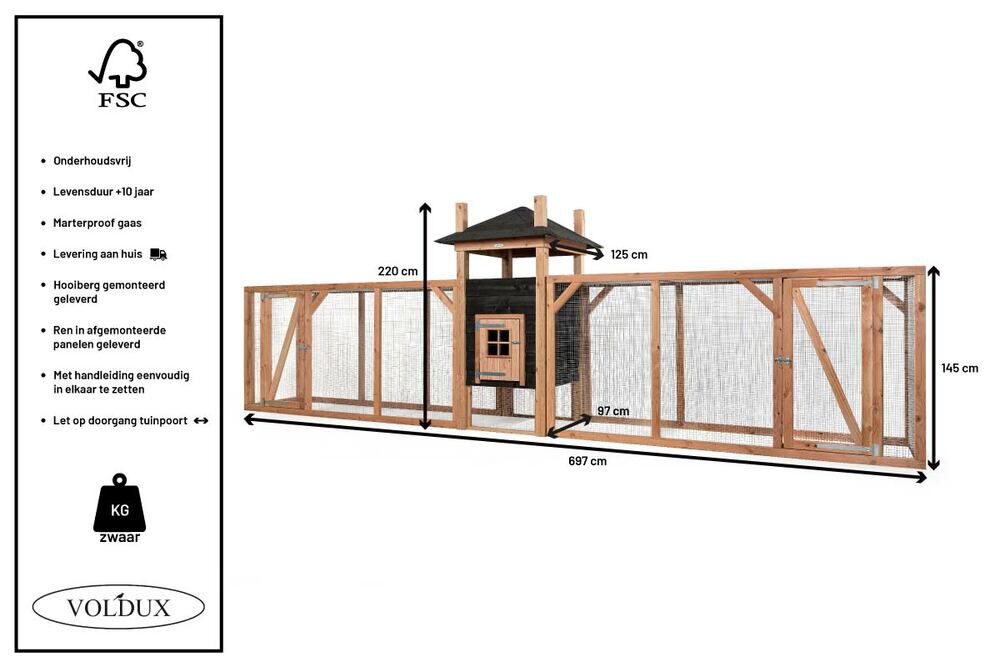 Voldux Hooiberg Ties XXL - Kippenhok met ren