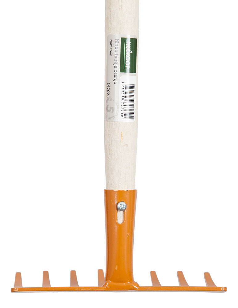 Welkoop Kinderharkje - Harken - Kindertuingereedschap - 15 cm - Oranje - 75 cm