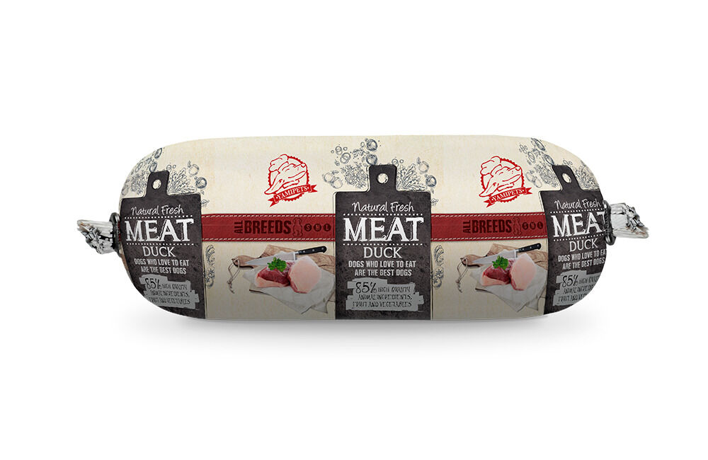 Natural Fresh Meat Worst - Hondenvoer - 600 Gram - eend