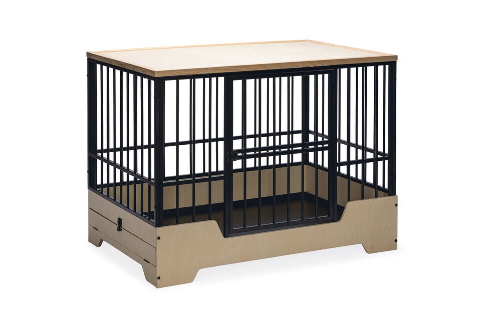 Designed by Lotte Quirine - Hondenbench meubel - zwart/hout - 71x81x57 cm - M Designed by Lotte Quirine - Hondenbench meubel - zwart/hout - 71x81x57 cm - M