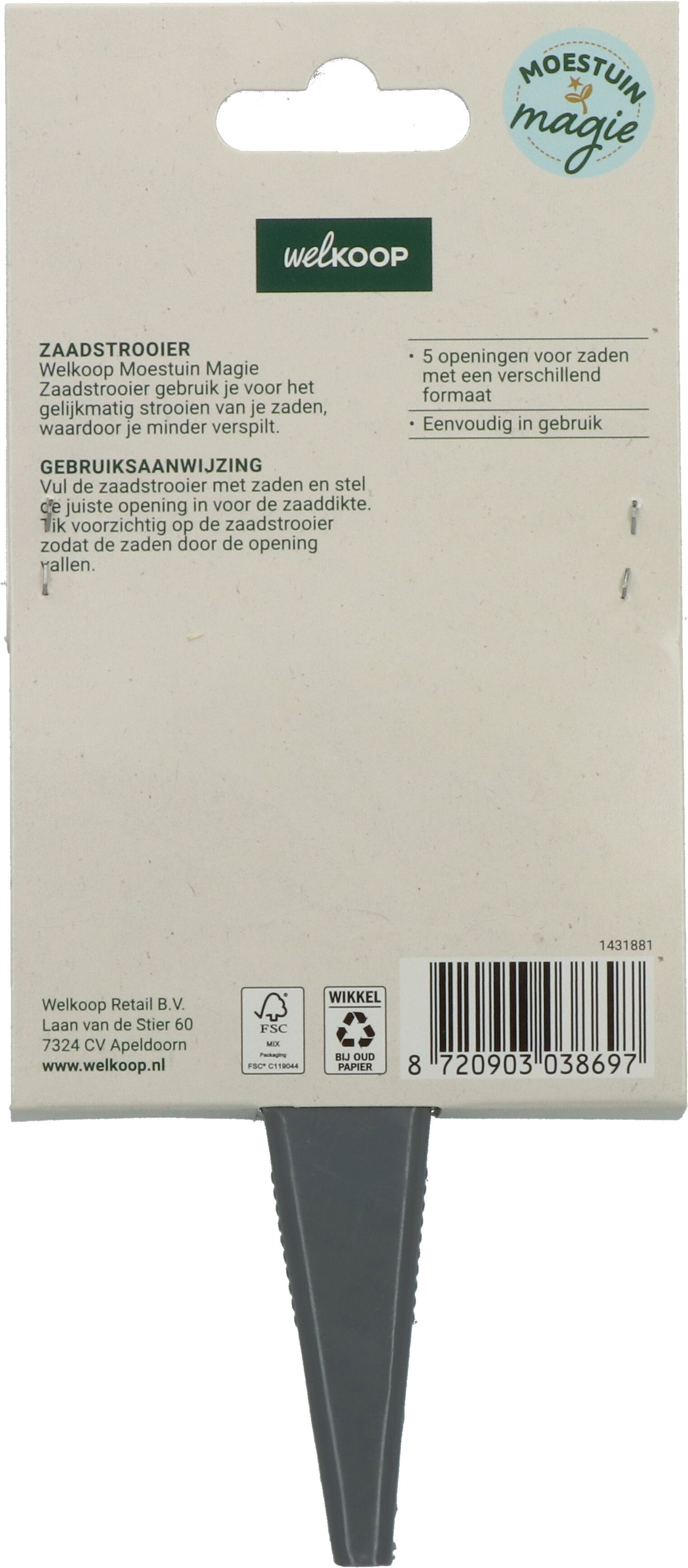 Welkoop Moestuin Magie - Zaadstrooier - Zwart - 14x8.5x1.5 cm