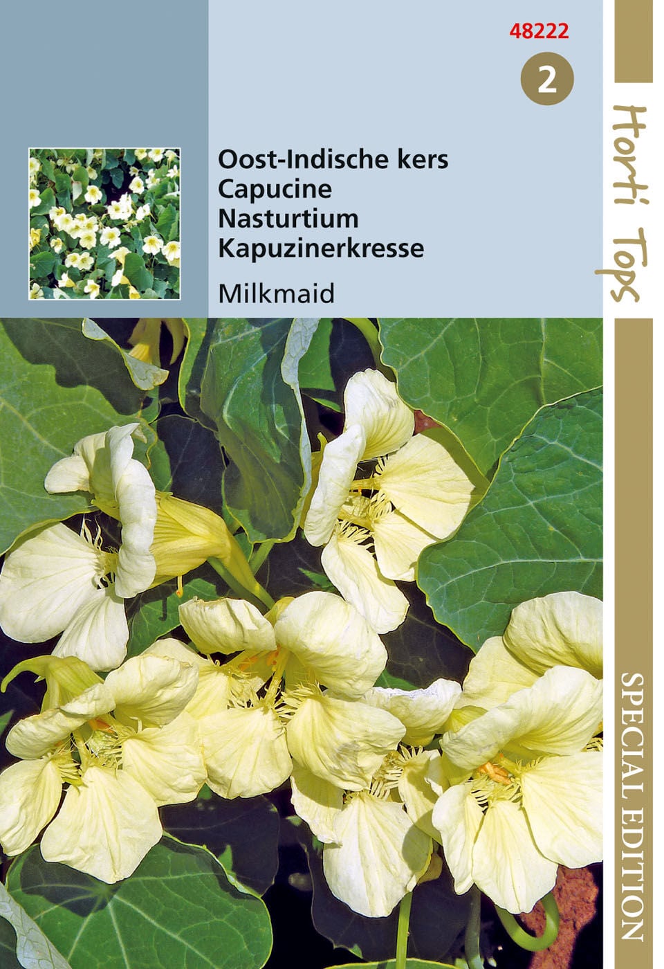 Hortitops Oost-indische kers Milkmaid Tropaeolum majus - Bloemzaden Hortitops Oost-indische kers Milkmaid Tropaeolum majus - Bloemzaden