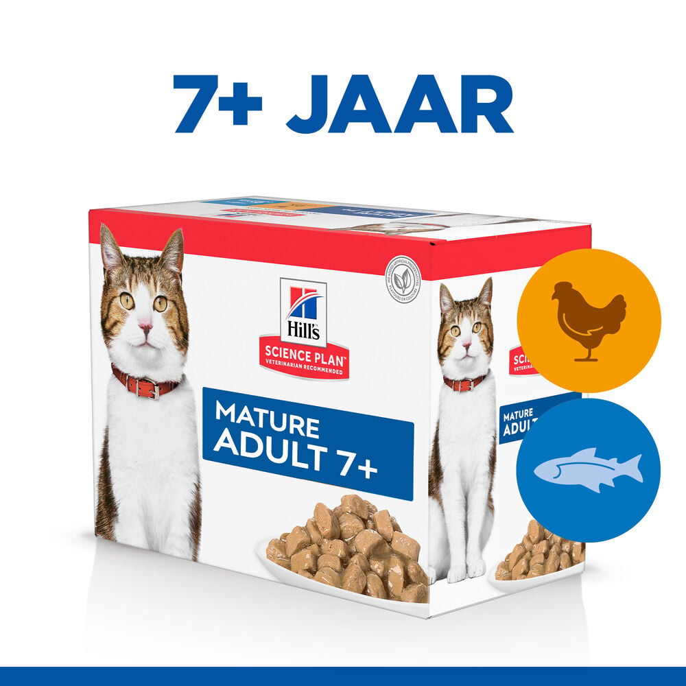 Hill's Science Plan Senior - Kattenvoer - 12x85 gram - 1020 Gram - vis, kip