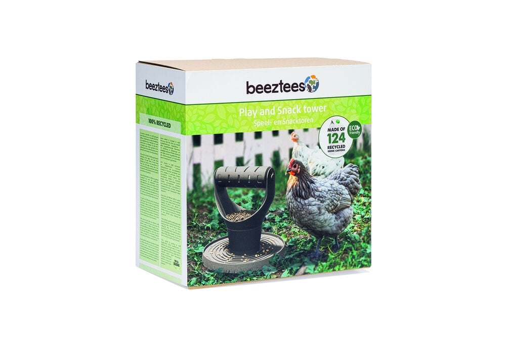 Beeztees Snacktoren - Kippenvoerbak - Grijs Groen - 32.5x30x30 cm