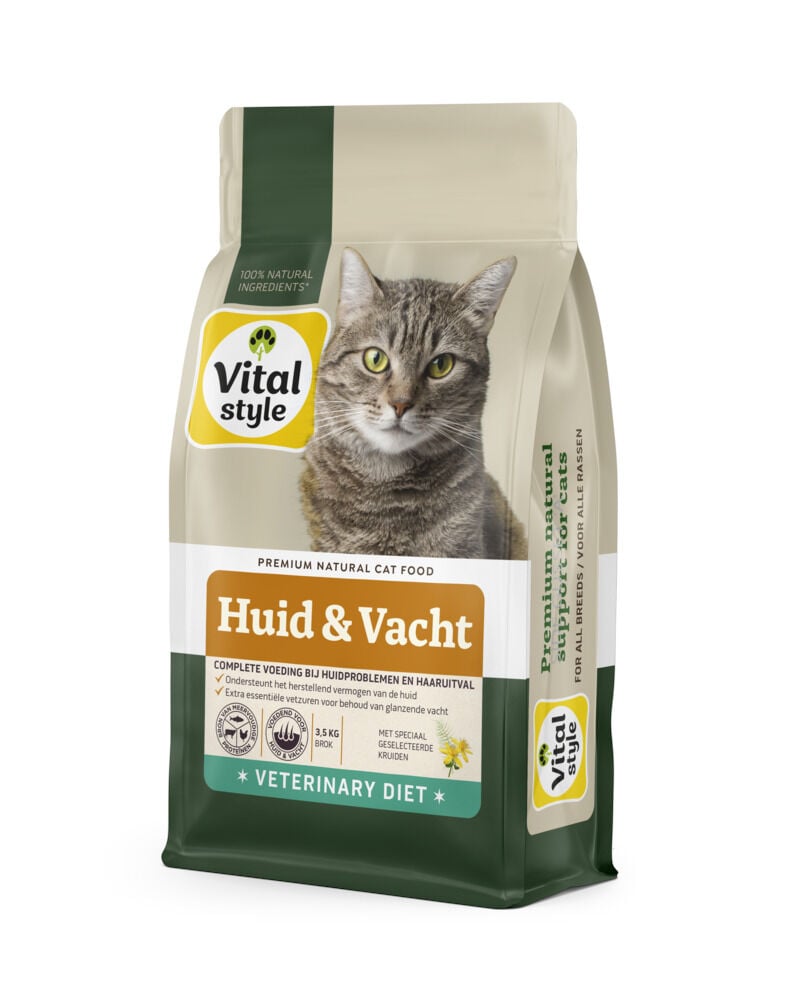 Vitalstyle Huid & Vacht Premium - Kattenvoer - 3.5 Kilogram - gevogelte