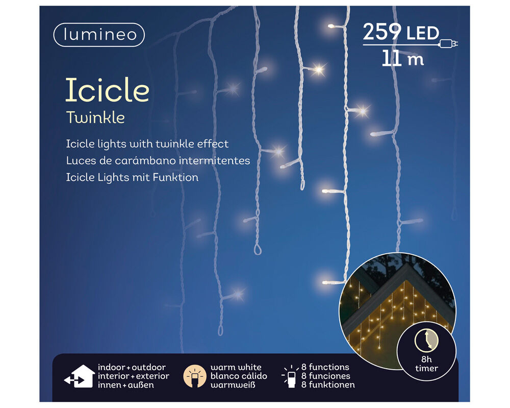 Lumineo Icicle Twinkelend- IJspegelverlichting - 259 - Warm wit - 1100 cm Lumineo Icicle Twinkelend- IJspegelverlichting - 259 - Warm wit - 1100 cm