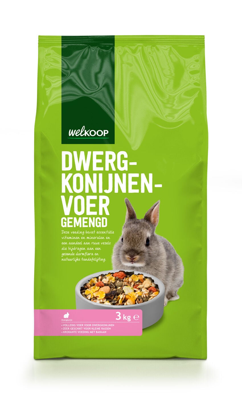 Welkoop - Dwergkonijnenvoer - 3 Kilogram Welkoop - Dwergkonijnenvoer - 3 Kilogram