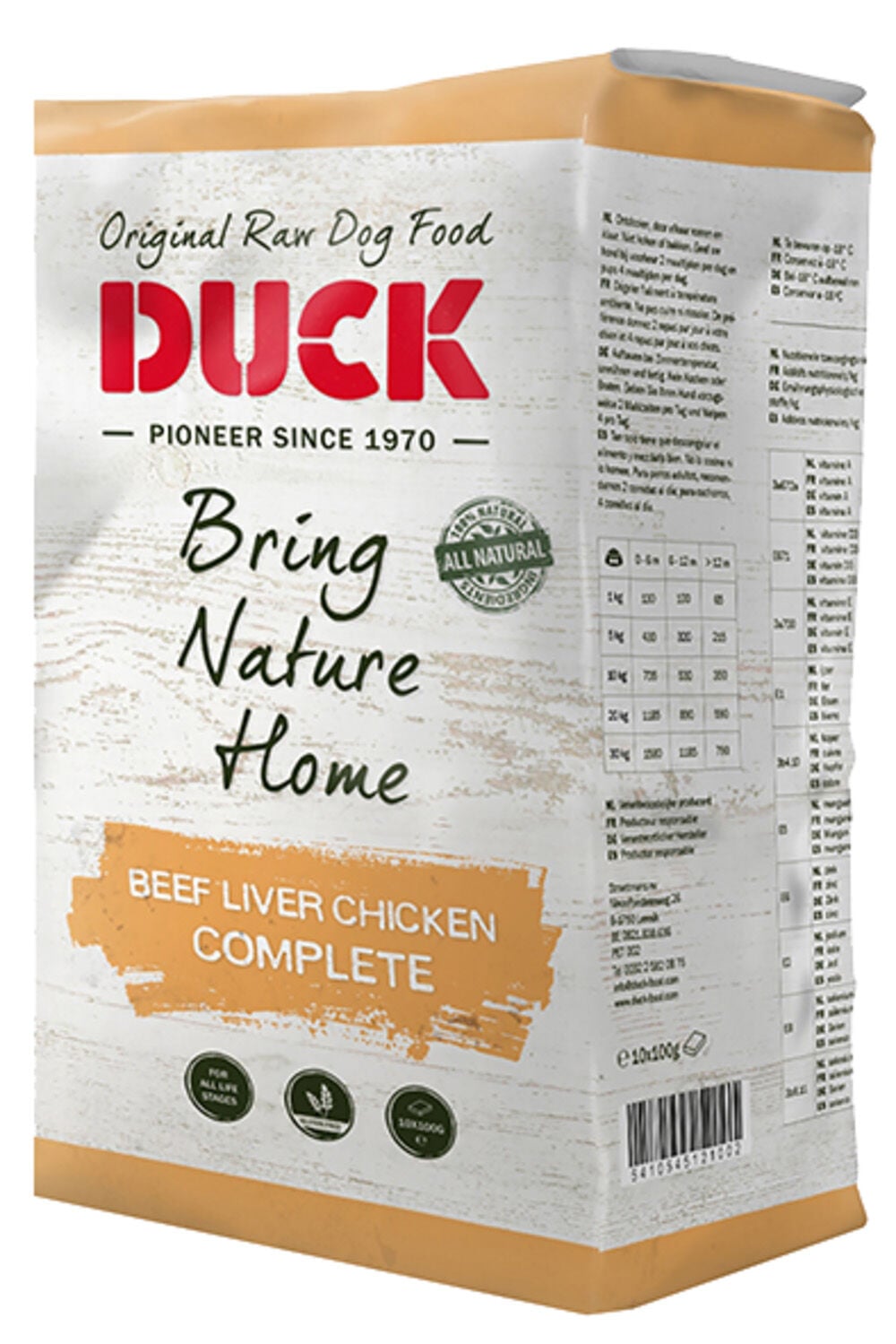 Duck Compleet - Hondenvoer - 1 Kilogram - lever, kip, rund Duck Compleet - Hondenvoer - 1 Kilogram - lever, kip, rund