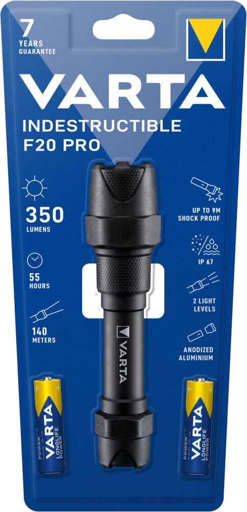 VARTA Indestructible F20 Pro- incl. AA batterij 2 stuks - Zaklamp VARTA Indestructible F20 Pro- incl. AA batterij 2 stuks - Zaklamp