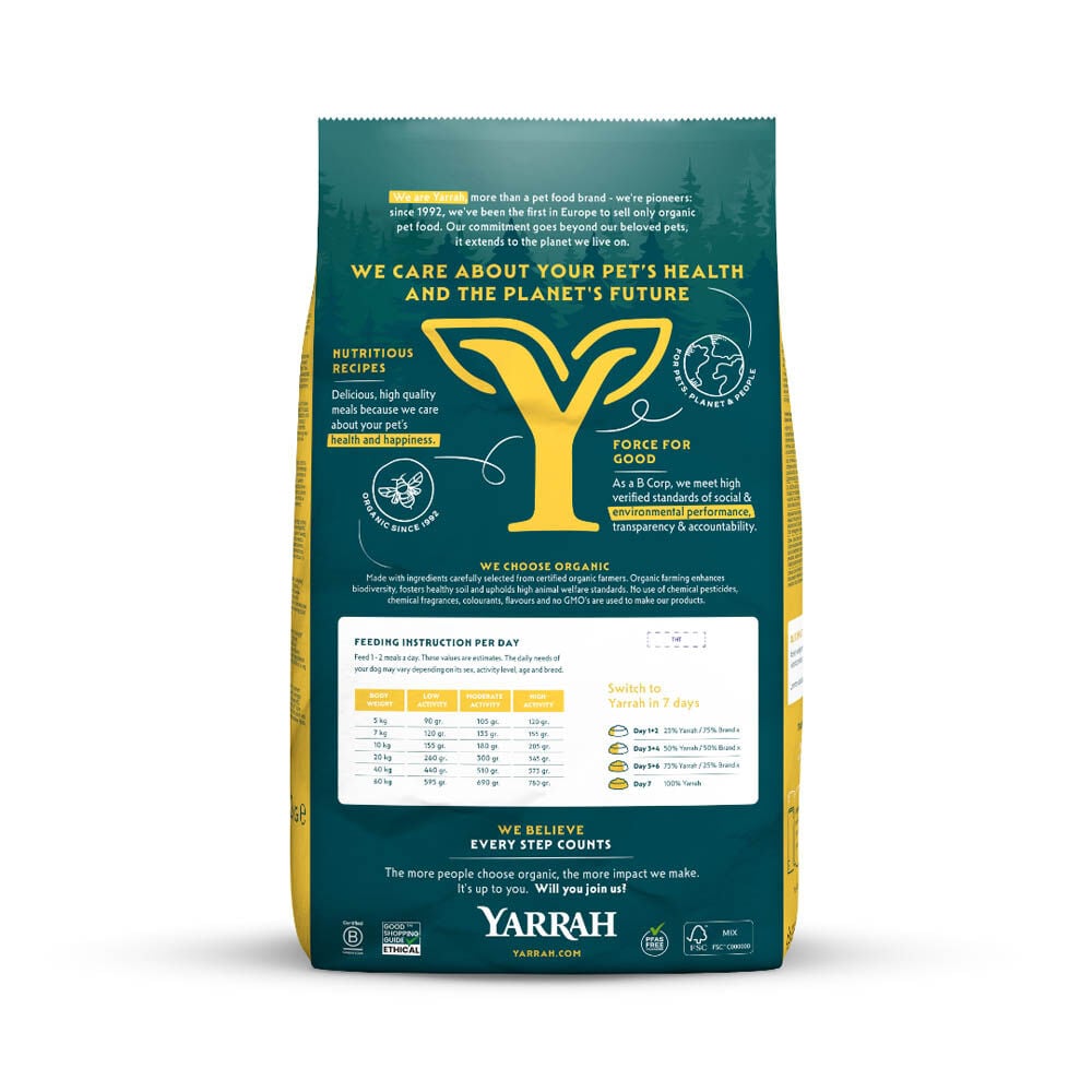 Yarrah Adult Biologisch - Hondenvoer - 5 Kilogram - haring, kip