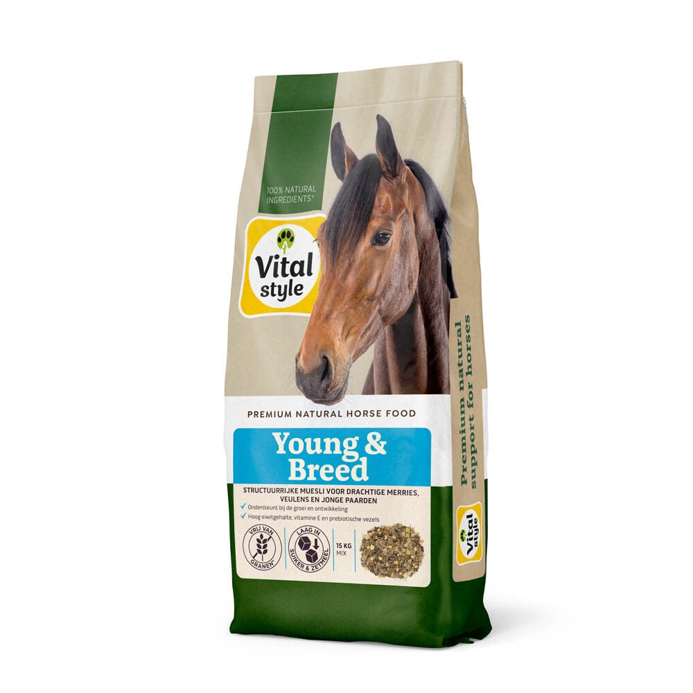 Vitalstyle Young & Breed Muesli - Paardenvoer - 15 Kilogram - Zak