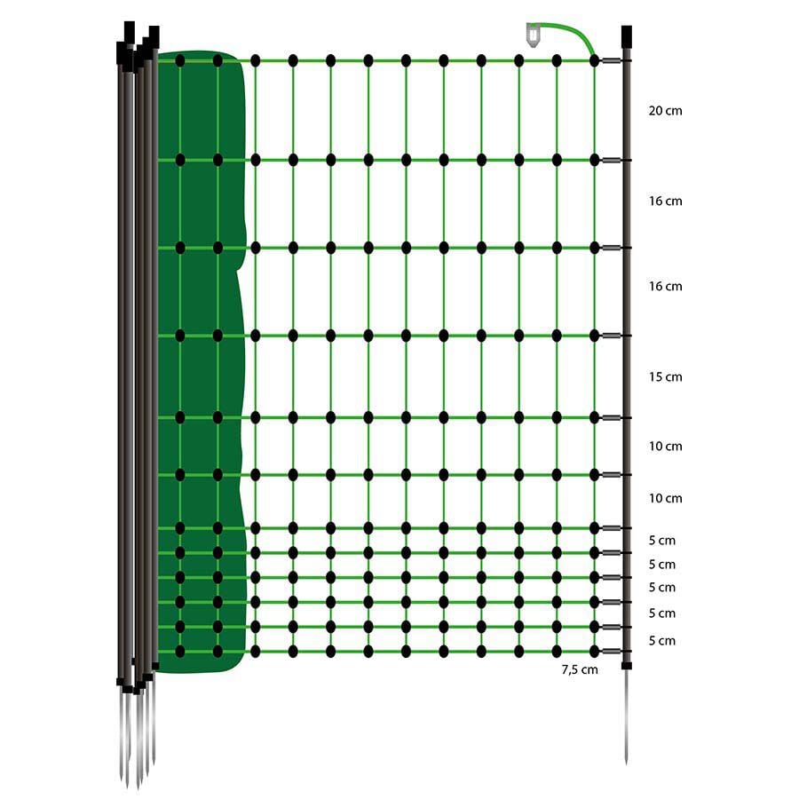 Gallagher Kippennet Enkele pen - Afrasteringsnetten - 50m - 21 cm - Groen - 130 cm - 5000 cm