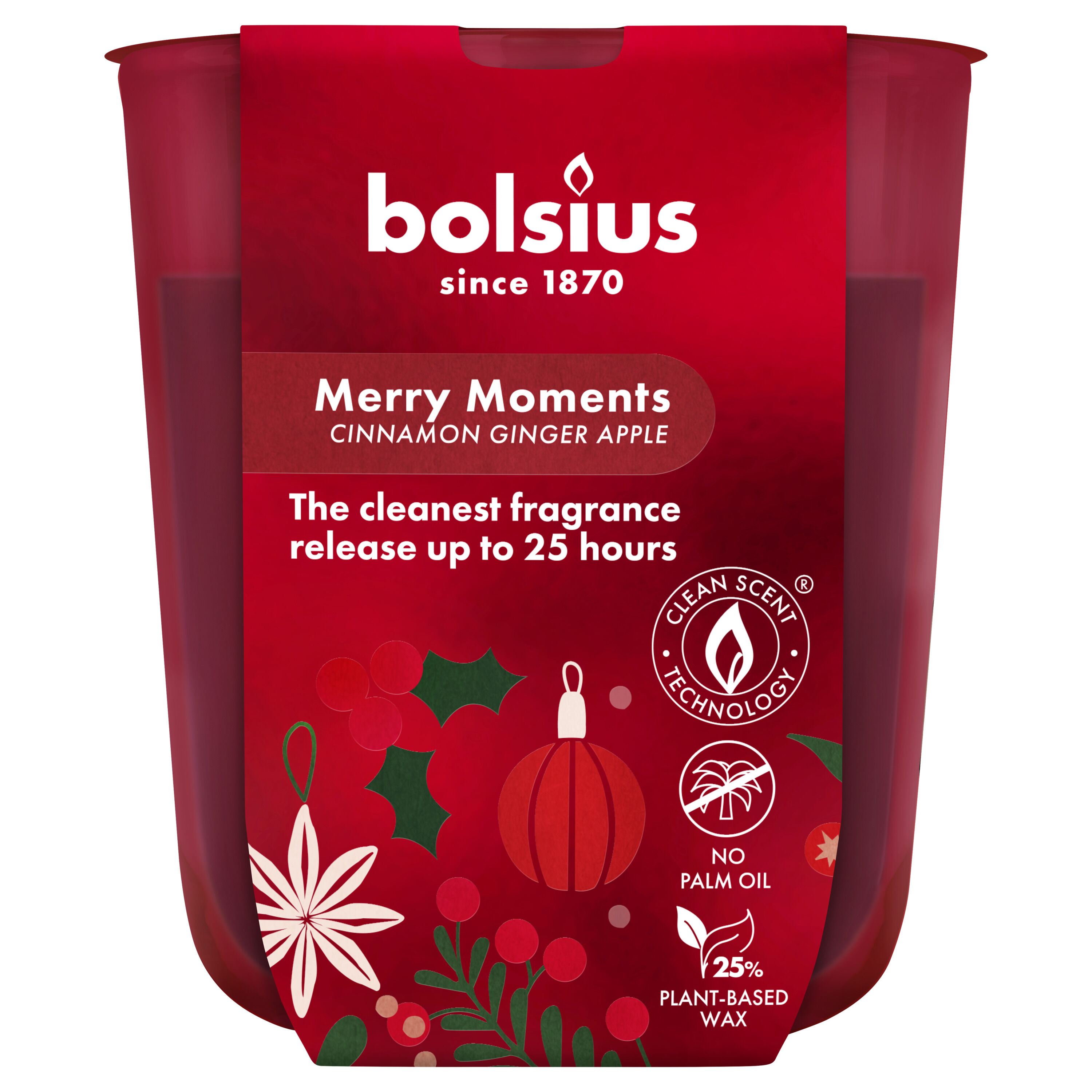 Bolsius True Glow - Geurglas - 8.1 cm - rood - Merry Moments Bolsius True Glow - Geurglas - 8.1 cm - rood - Merry Moments