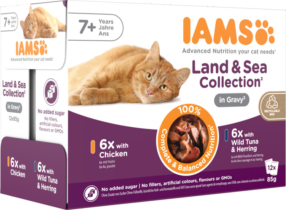 IAMS Delights Land & Sea Collection Senior - Kattenvoer - 12x85 gram IAMS Delights Land & Sea Collection Senior - Kattenvoer - 12x85 gram