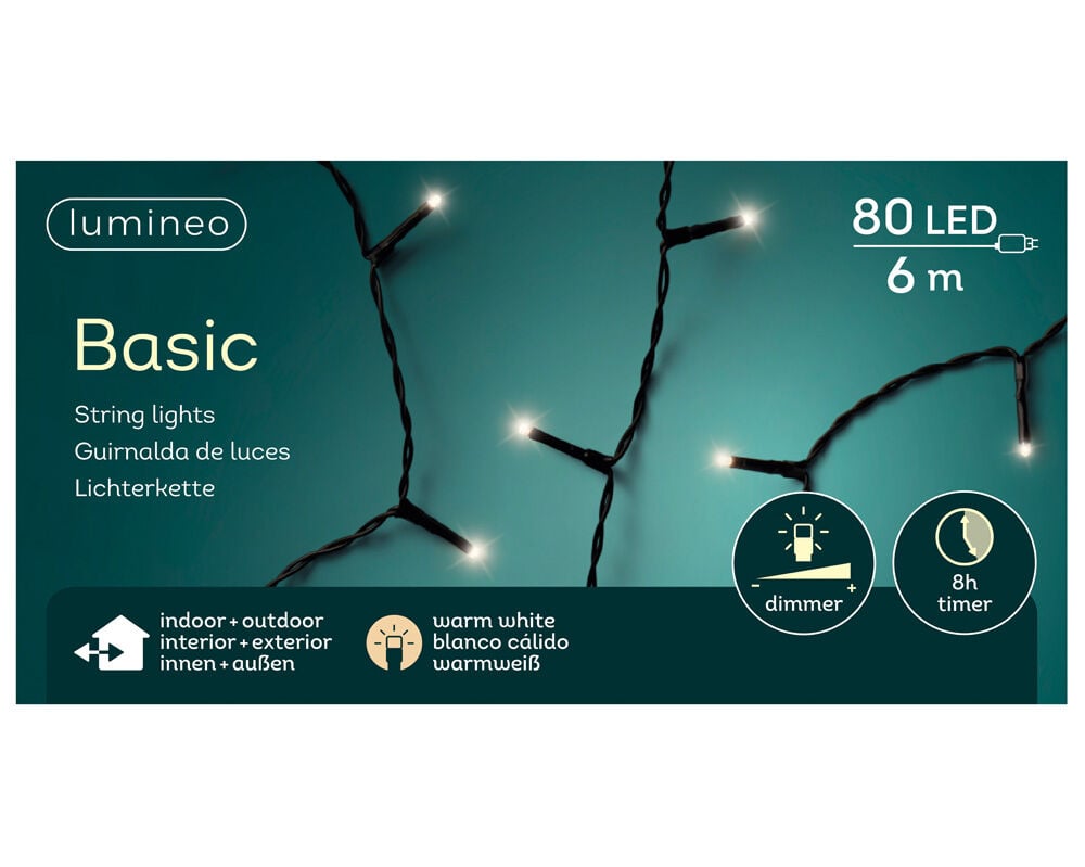 Lumineo Basic - Kerstboomverlichting - 80 - Warm wit - 600 cm