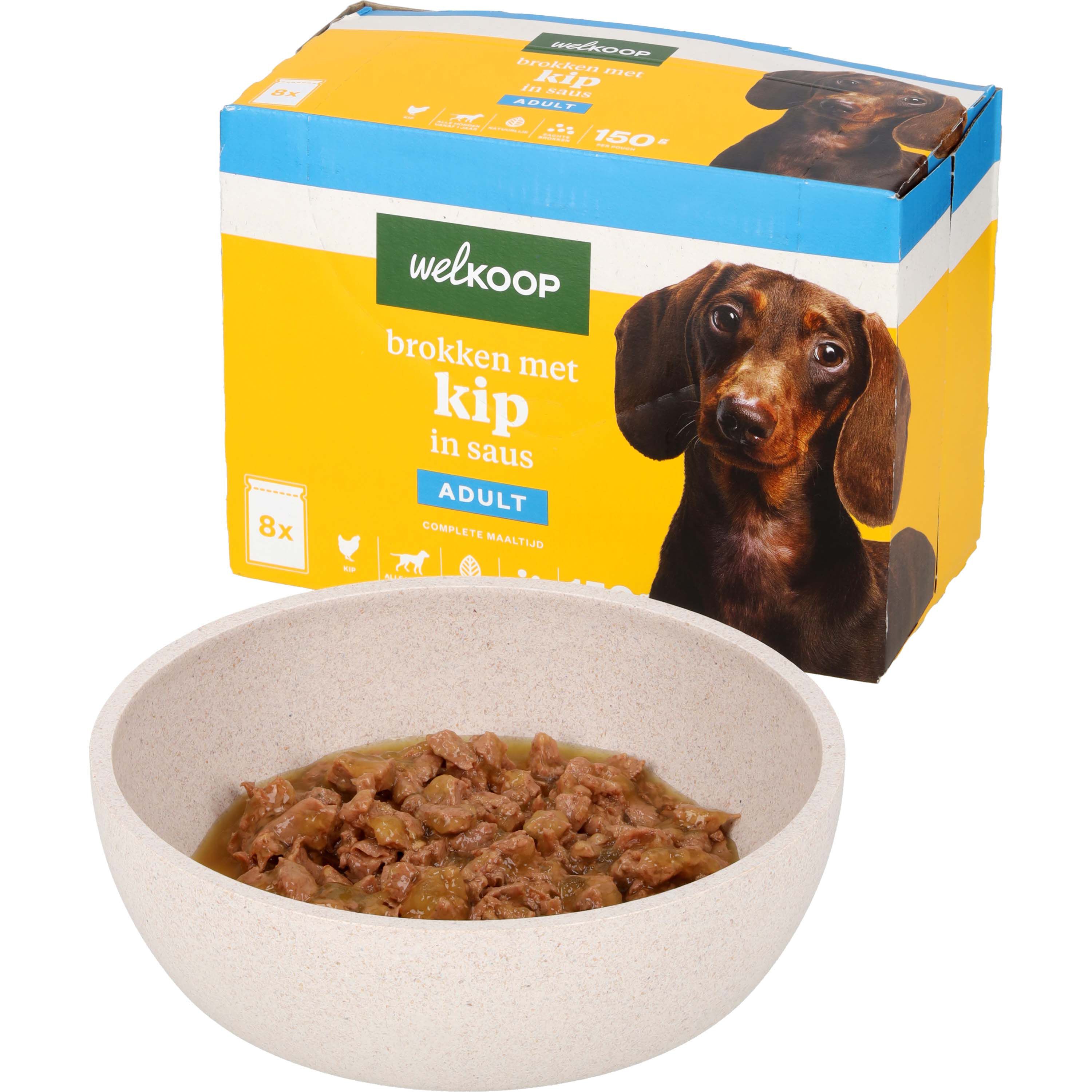 Welkoop Pouch - Hondenvoer - 8x150 gr - 150 Gram - kip