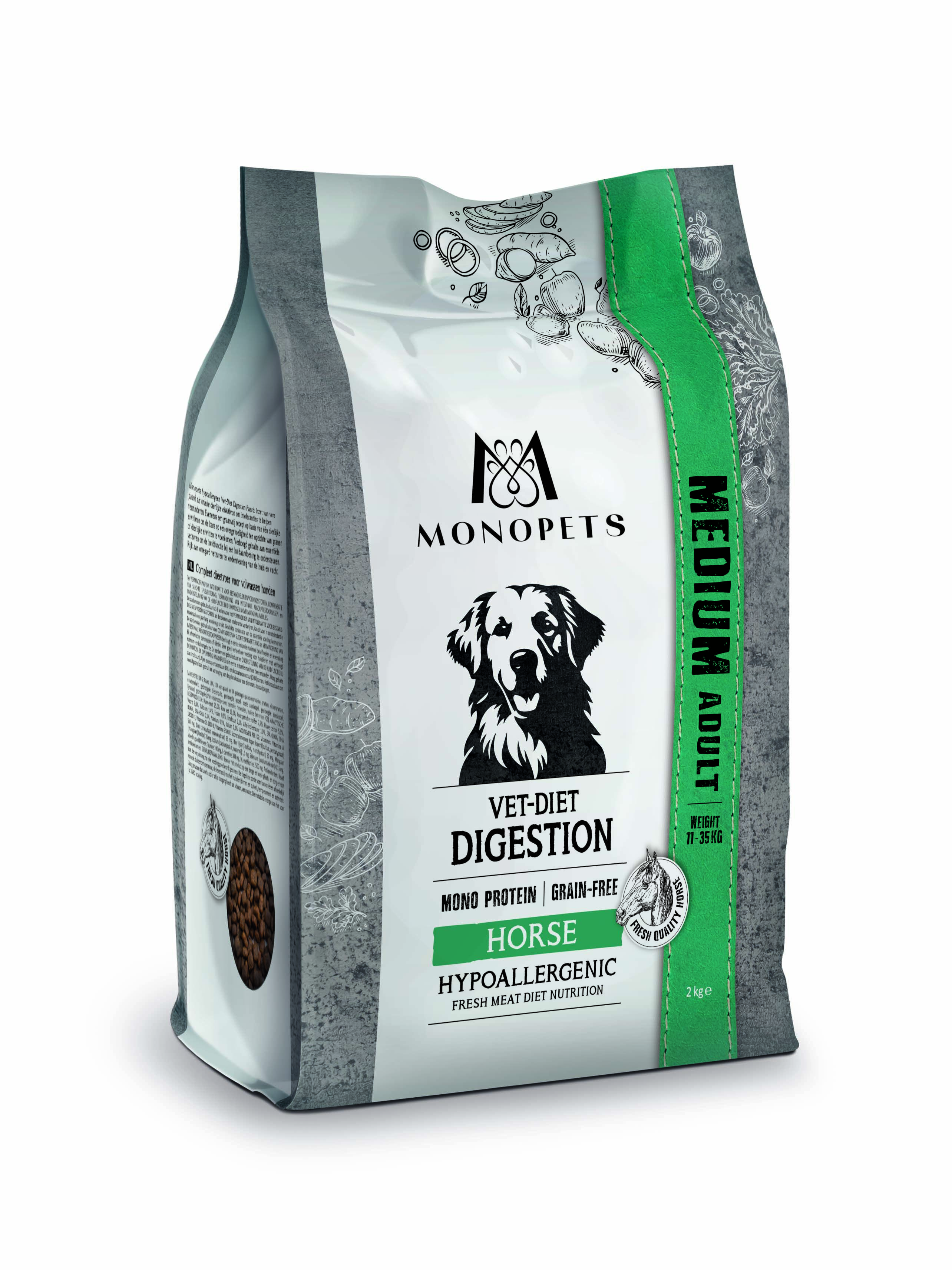 Monopets Medium Vet-Diet Digestion Hypoallergeen Monoprotein - Hondenvoer - 2 Kilogram - paard Monopets Medium Vet-Diet Digestion Hypoallergeen Monoprotein - Hondenvoer - 2 Kilogram - paard