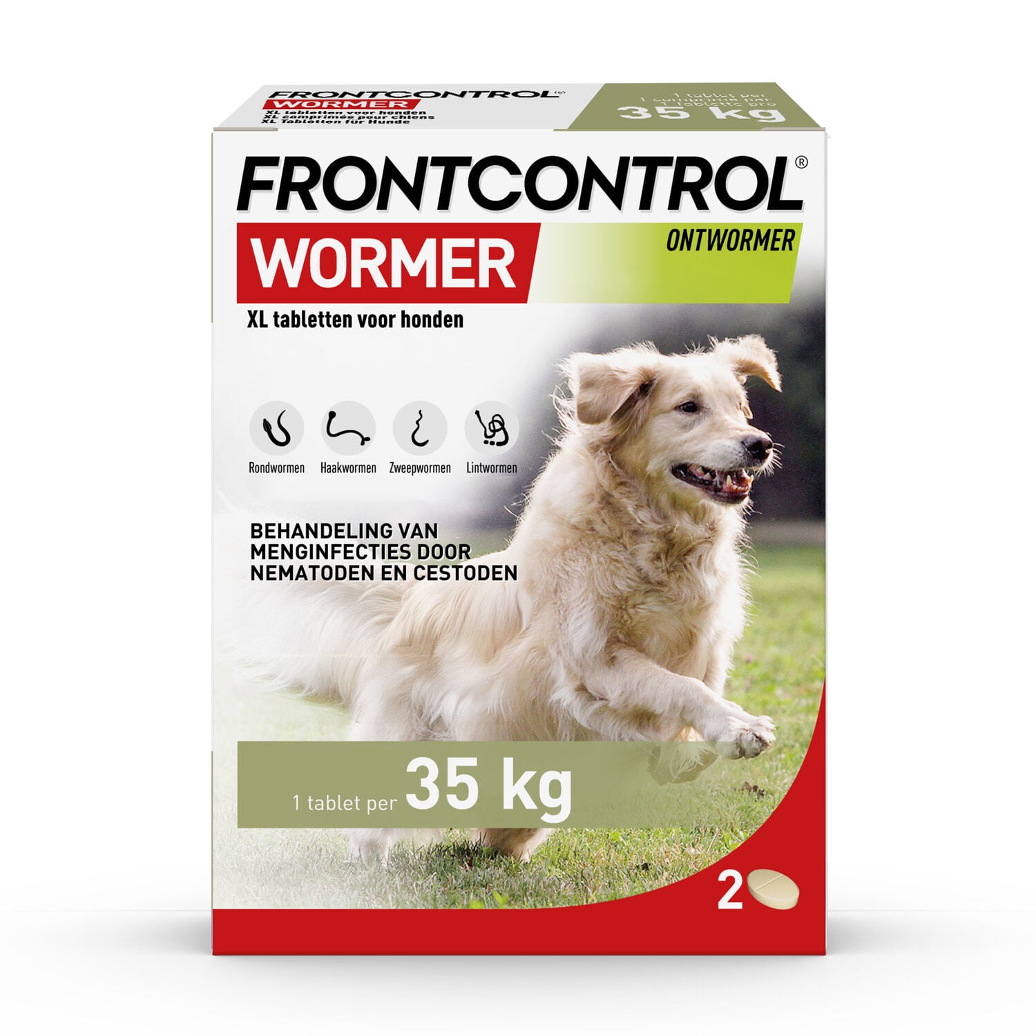 Frontcontrol Wormer Hond XL - Ontwormingsmiddel - 2 Stuks - XL Frontcontrol Wormer Hond XL - Ontwormingsmiddel - 2 Stuks - XL