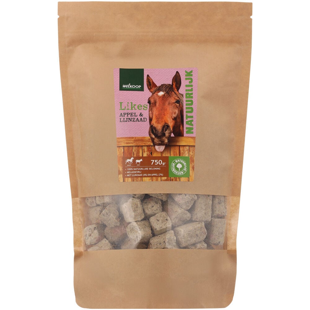 Welkoop Likes - paardensnack - 750 Gram - Appel & Lijnzaad Welkoop Likes - paardensnack - 750 Gram - Appel & Lijnzaad