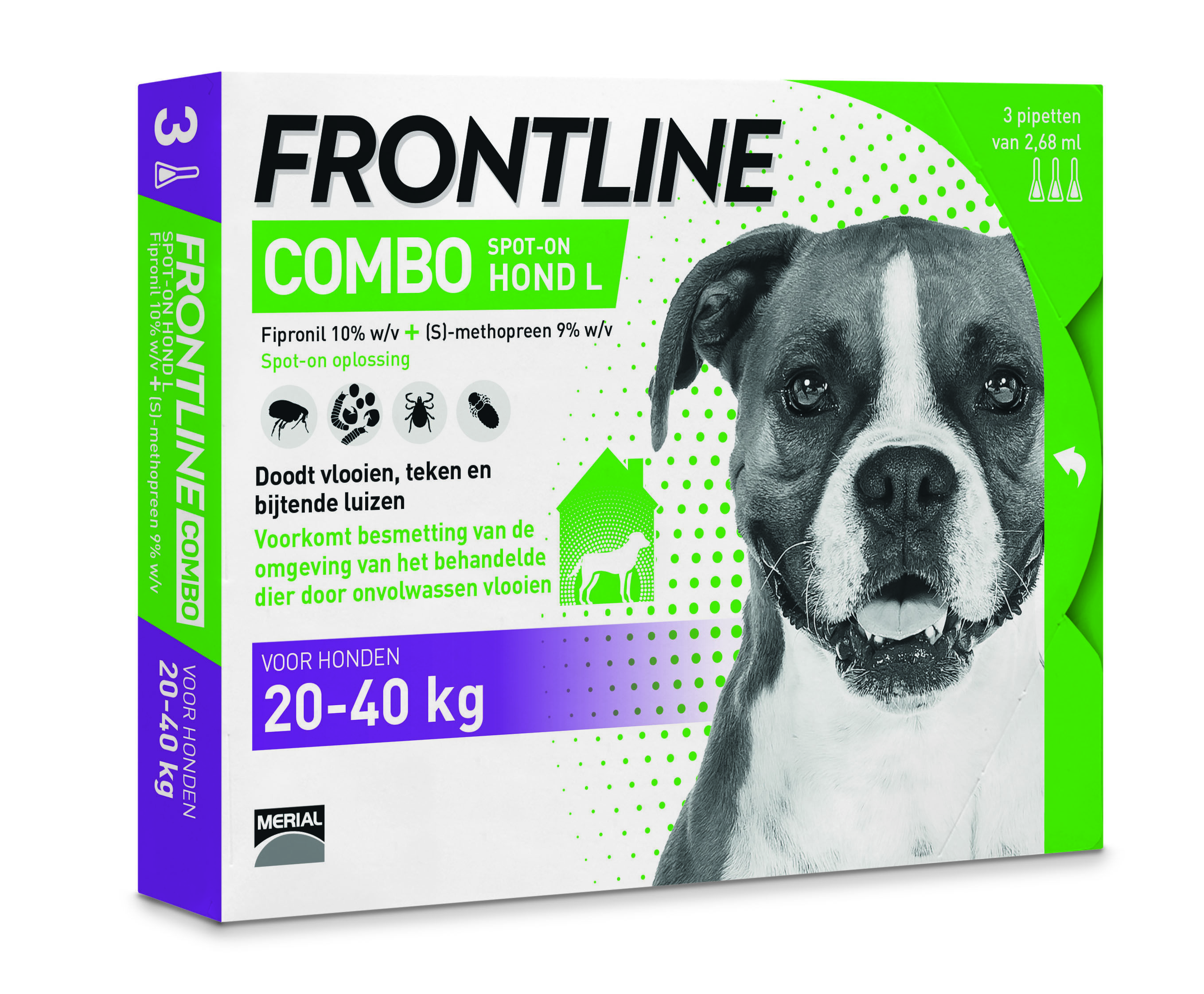 Frontline Combo Spot On - Pipet - Anti Vlooien en Teken Hond - 3 pipetten - 3 Stuks - L