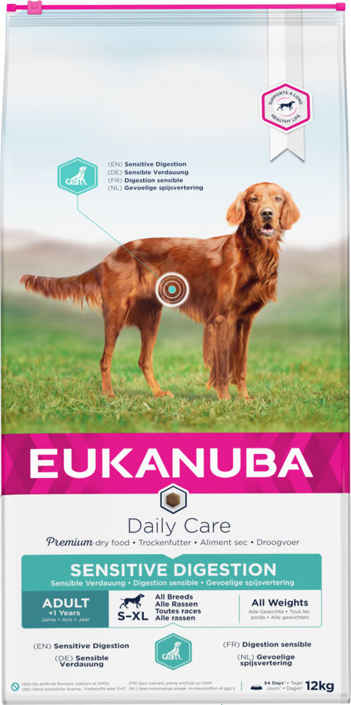 Eukanuba Daily Care Sensitive Digestion Adult - Hondenvoer - 12 Kilogram - kip Eukanuba Daily Care Sensitive Digestion Adult - Hondenvoer - 12 Kilogram - kip