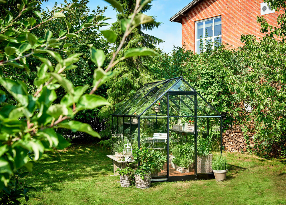 Halls Qube 68 - Tuinkas - zwart - 219x198x259 cm - Veiligheidsglas