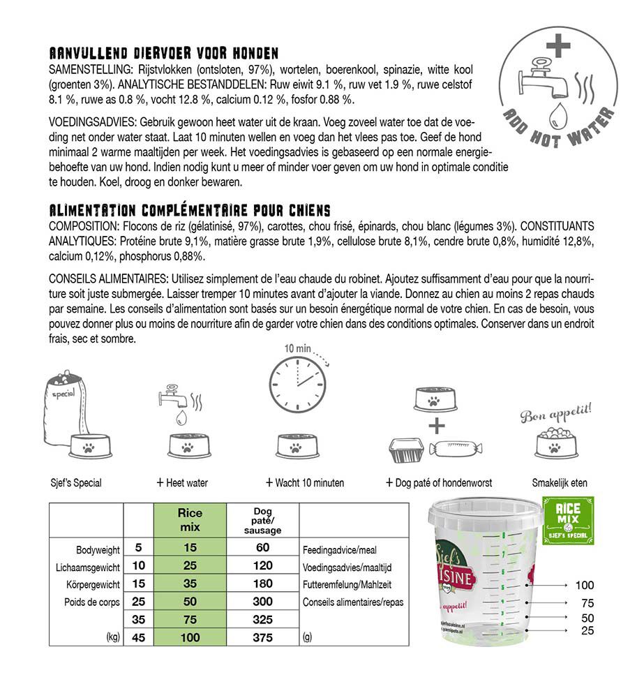 Sjef's Cuisine Special  - Hondenvoer - 2 Kilogram - groente, rijst