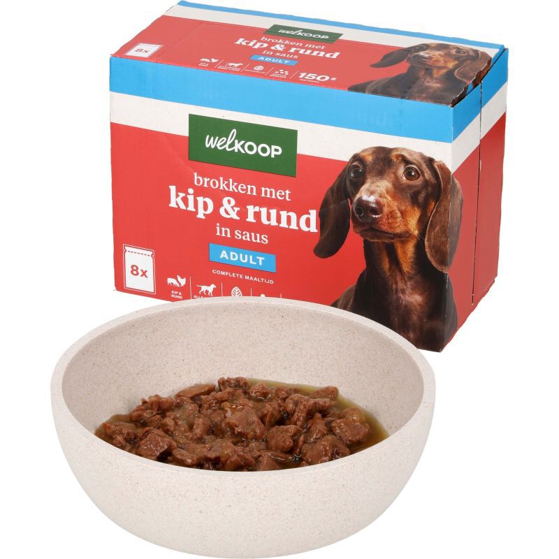 Welkoop Pouch - Hondenvoer - 8x150gr - 150 Gram - rund