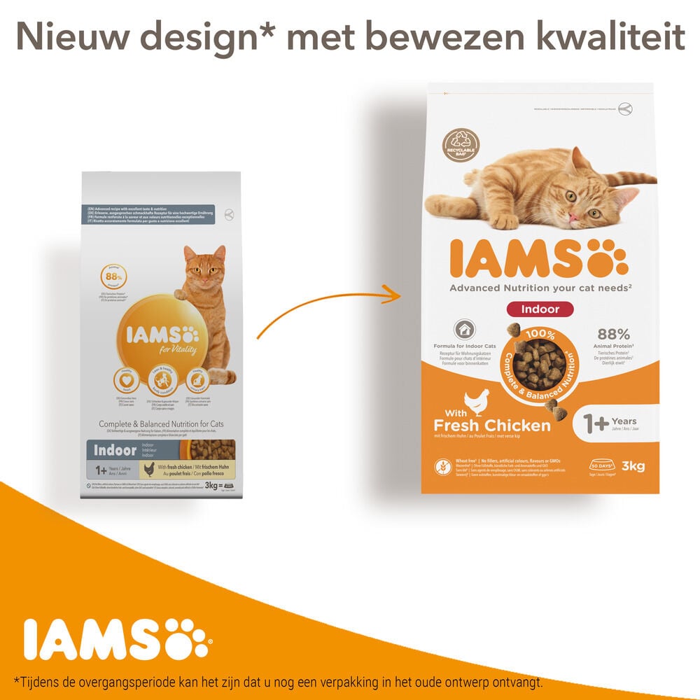 Iams Adult Indoor - Kattenvoer - 3 Kilogram - kip