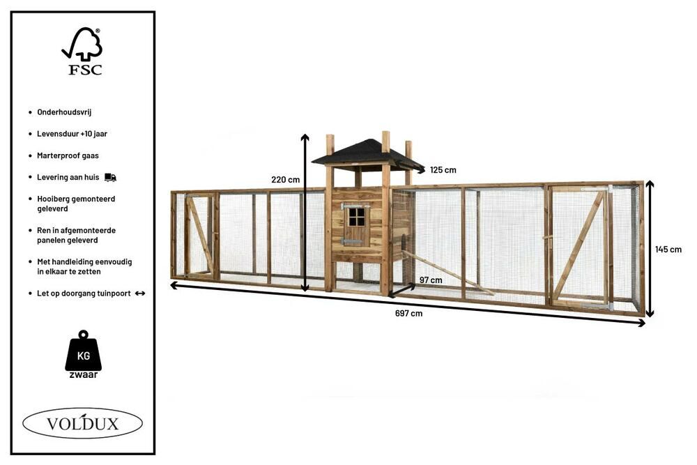 Voldux Hooiberg Fien XXL - Kippenhok men ren