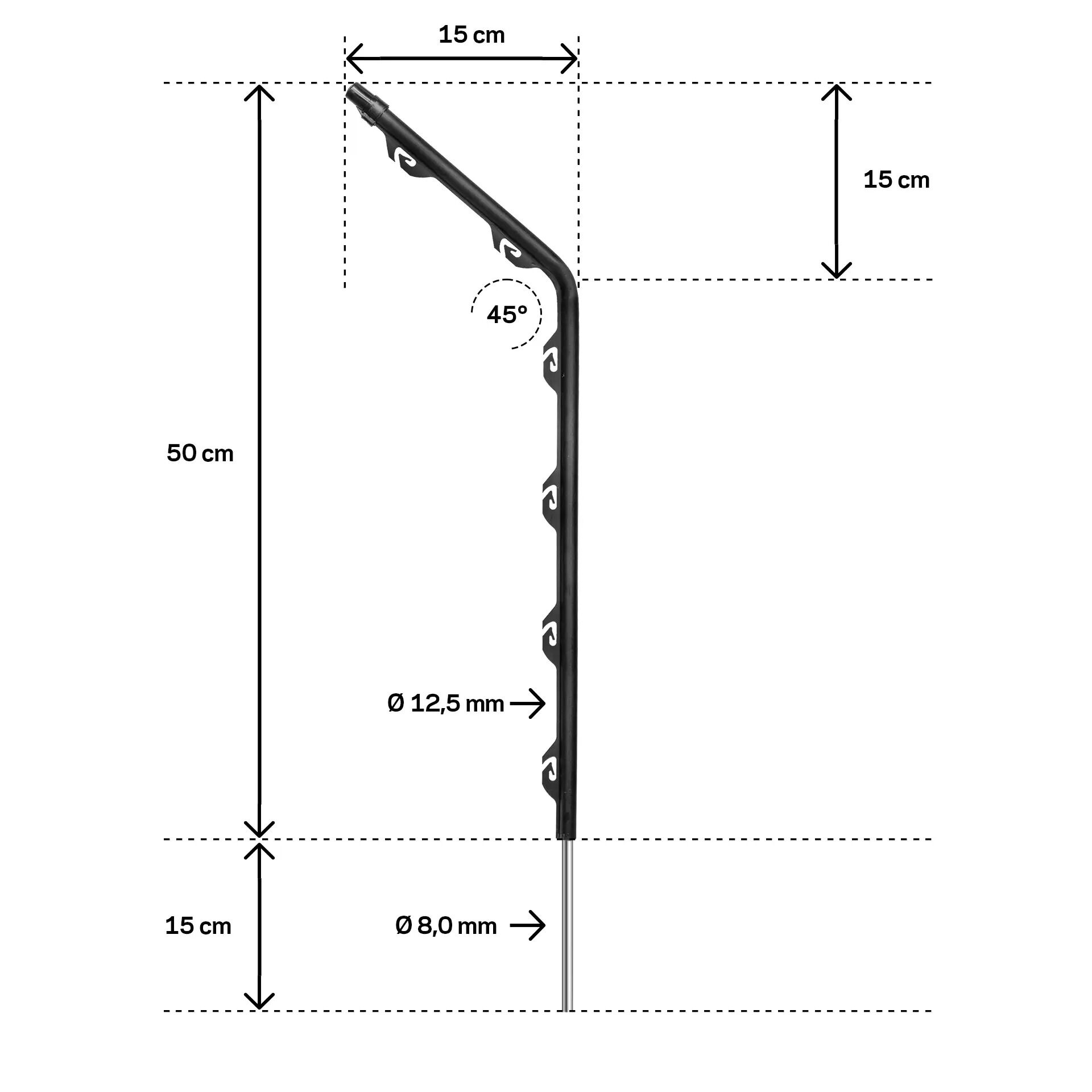 Gallagher Vijverpaaltjes - Afrasteringspaal - 60 cm - 5 Stuks - Zwart - 15 cm