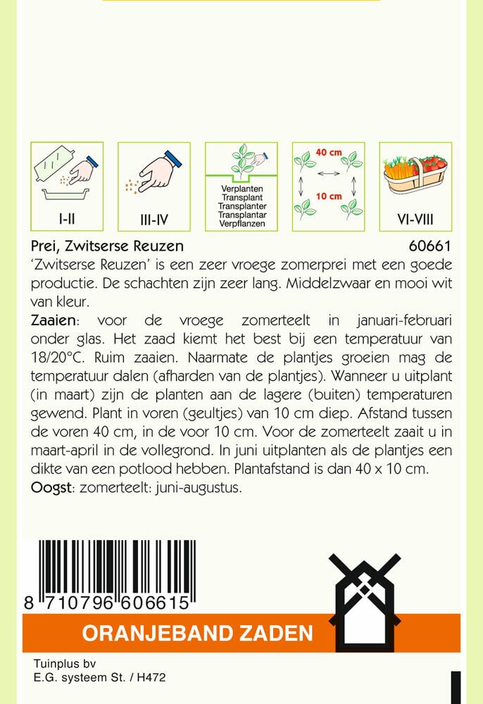 Oranjeband zaden Prei Zwitserse Reuzen - Groentezaden