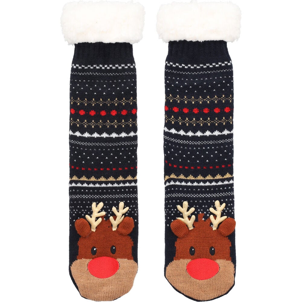 Welkoop Rendier 3D- Sokken - Blauw - 1 maat