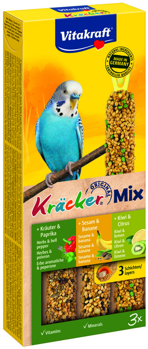 Vitakraft Combikracker 3 in 1 Parkiet - 3 Stuks - Ei, honing, abrikoos - Snacks Vitakraft Combikracker 3 in 1 Parkiet - 3 Stuks - Ei, honing, abrikoos - Snacks