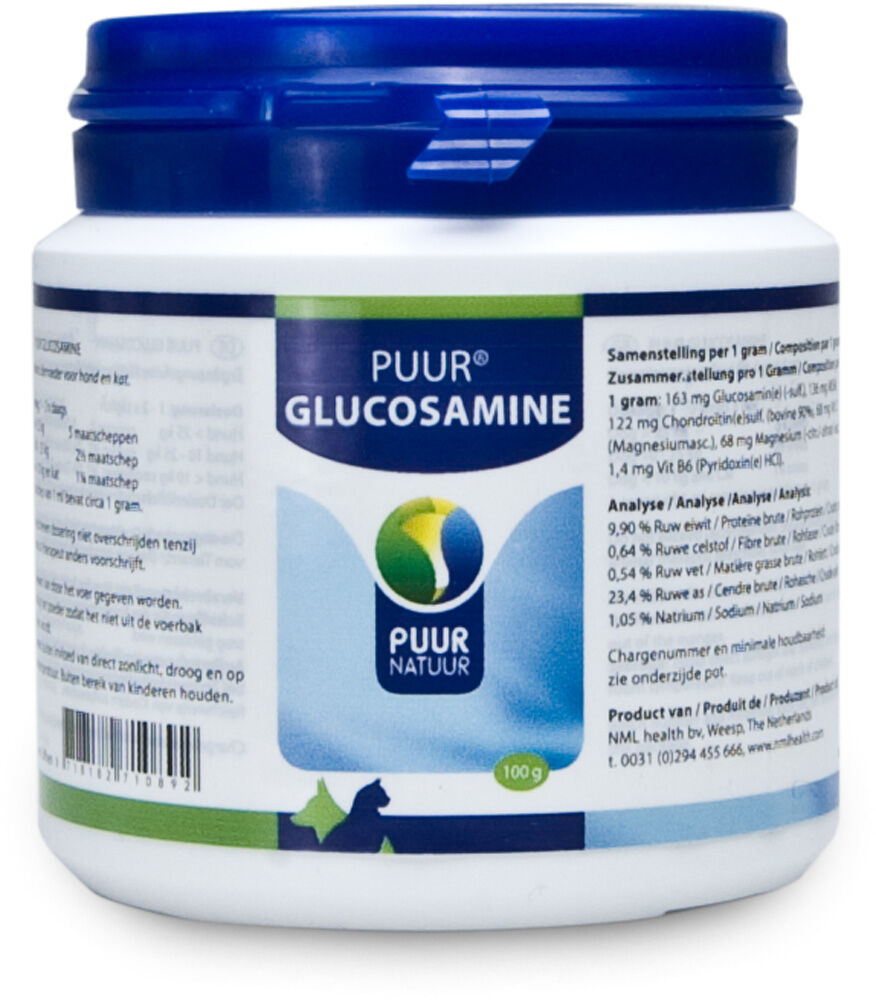 Puur Glucosamine - Soepele gewrichten Hond en Kat - 100 Gram Puur Glucosamine - Soepele gewrichten Hond en Kat - 100 Gram