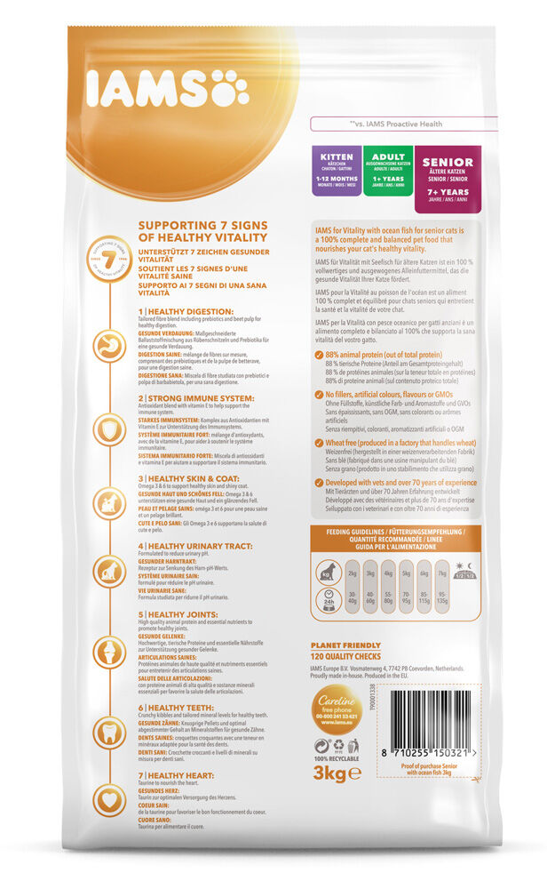 Iams Senior - Kattenvoer - 3 Kilogram - vis