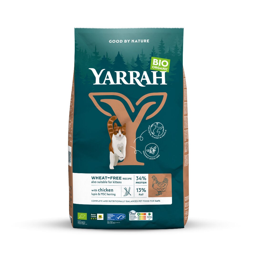 Yarrah Biologisch Tarwevrij - Kattenvoer - 10 Kilogram - kip Yarrah Biologisch Tarwevrij - Kattenvoer - 10 Kilogram - kip