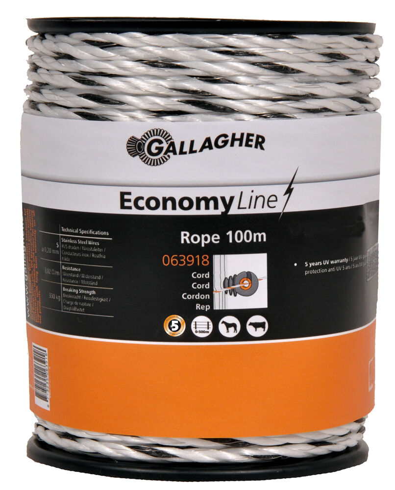 Gallagher EconomyLine - Cord - 16.2 cm - 100 Meter - Wit - 14 cm - 10000 cm