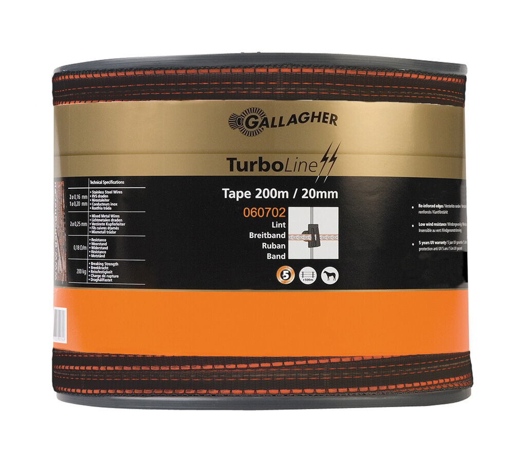 Gallagher TurboLine lint 20mm - 15.7 cm - 200 Meter - Terra - 2 cm - 20000 cm Gallagher TurboLine lint 20mm - 15.7 cm - 200 Meter - Terra - 2 cm - 20000 cm