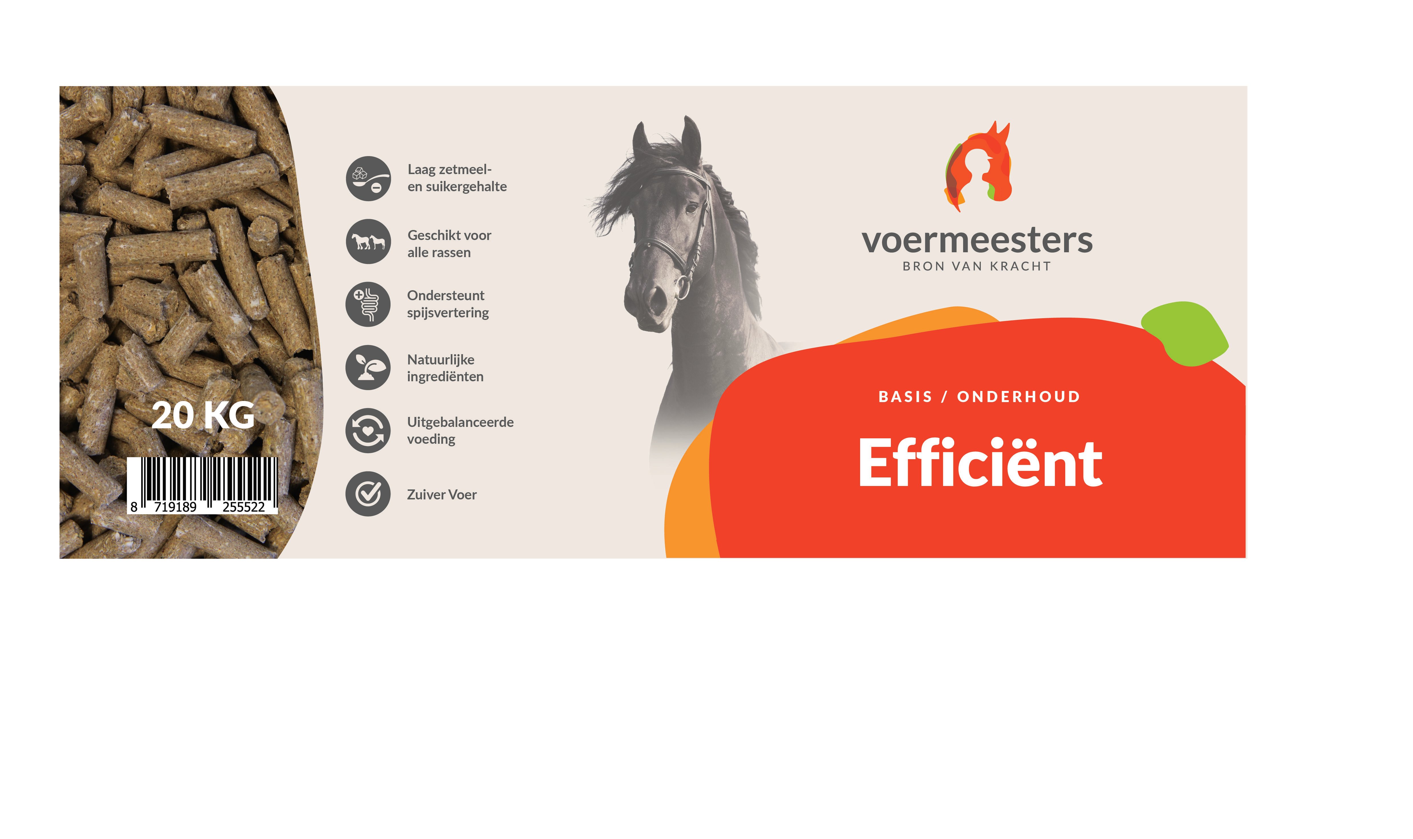 Voermeesters Efficiënt - Basisvoeding - 20 Kilogram - Zak