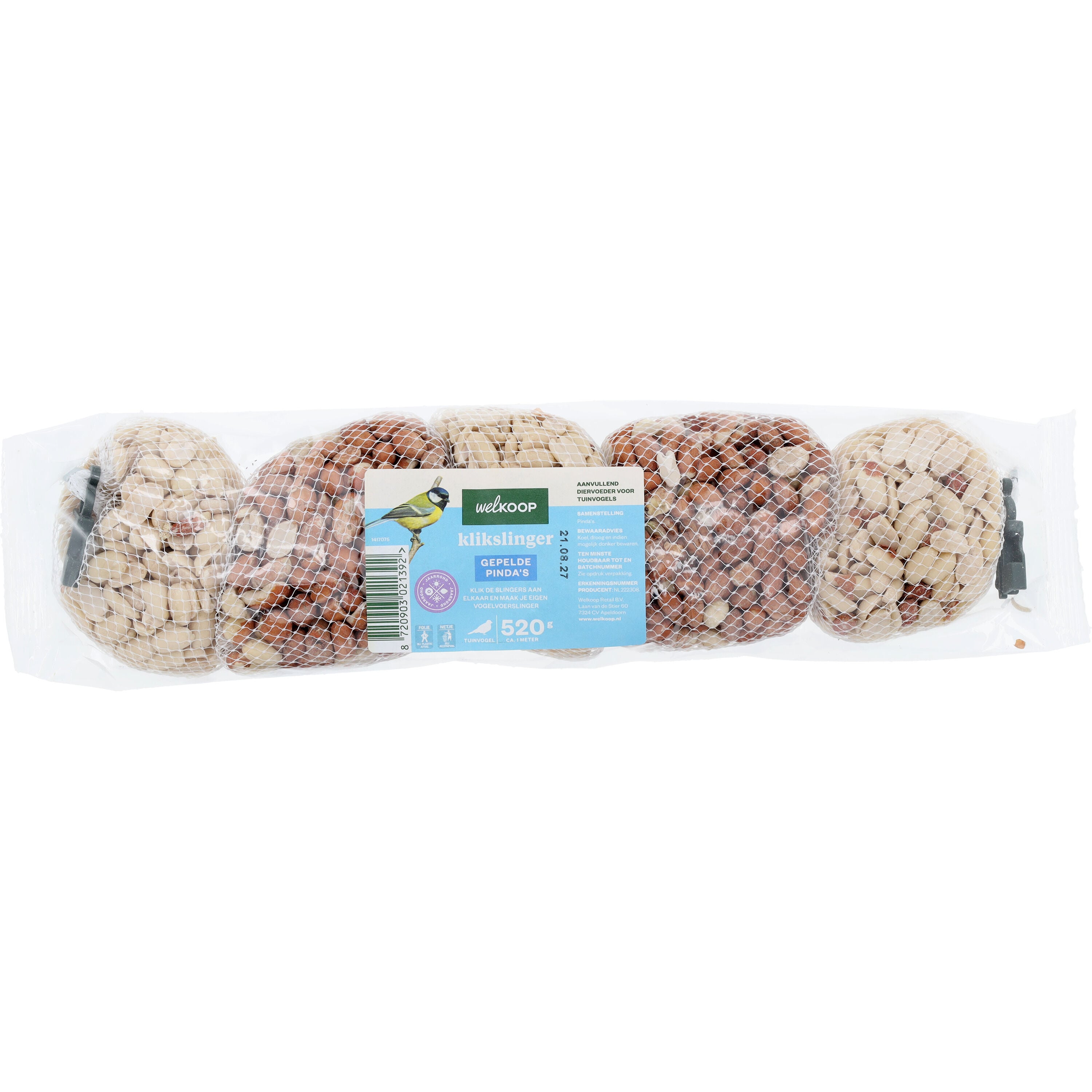 Welkoop - Klikslinger Gepelde Pinda's - Tuinvogelvoer Welkoop - Klikslinger Gepelde Pinda's - Tuinvogelvoer