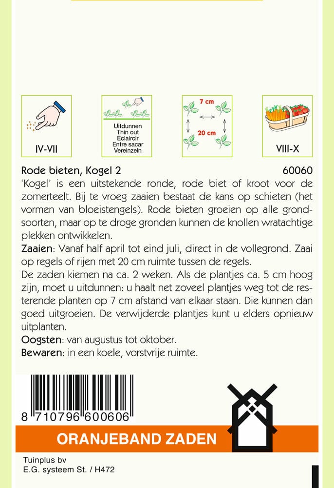 Oranjeband zaden Rode biet Kogel 2 - Groentezaden