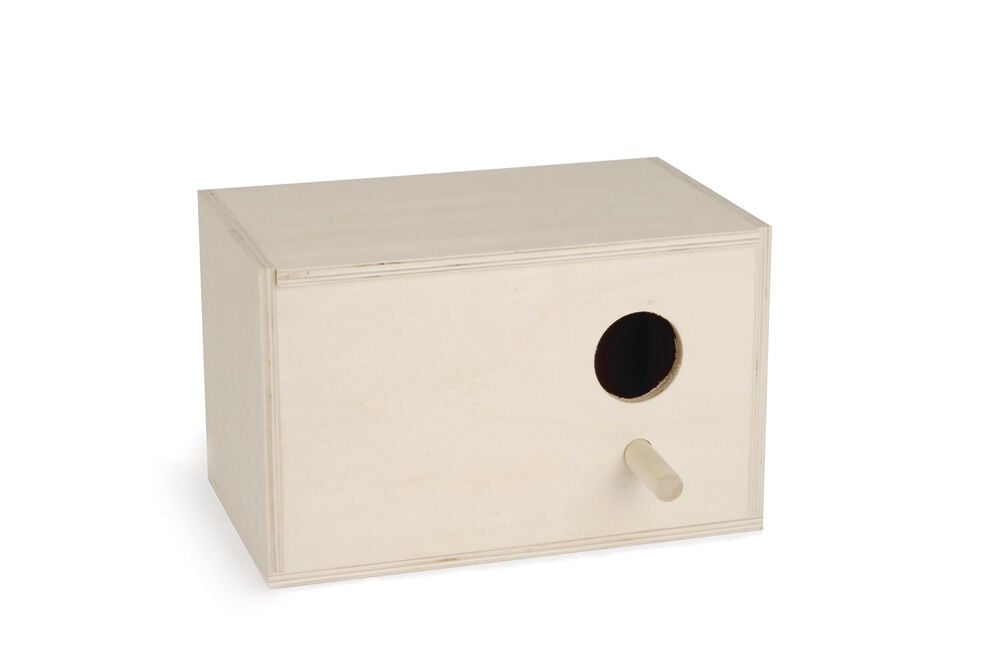 Beeztees Broedkastje met gat rechts - Vogel accessoires - Bruin - Groot Beeztees Broedkastje met gat rechts - Vogel accessoires - Bruin - Groot