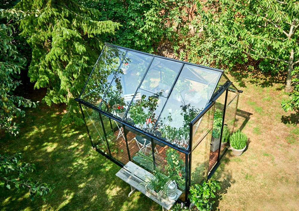 Halls Qube 68 - Tuinkas - zwart - 219x198x259 cm - Veiligheidsglas