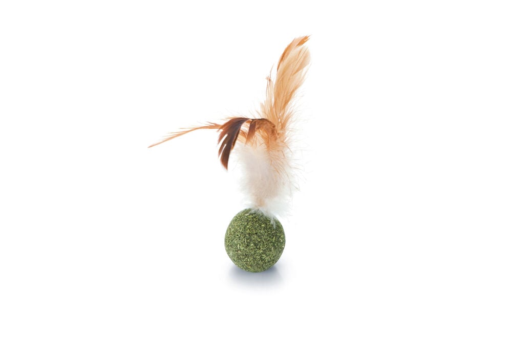 Beeztees Catnip Bal met veren - Kattenspeeltje