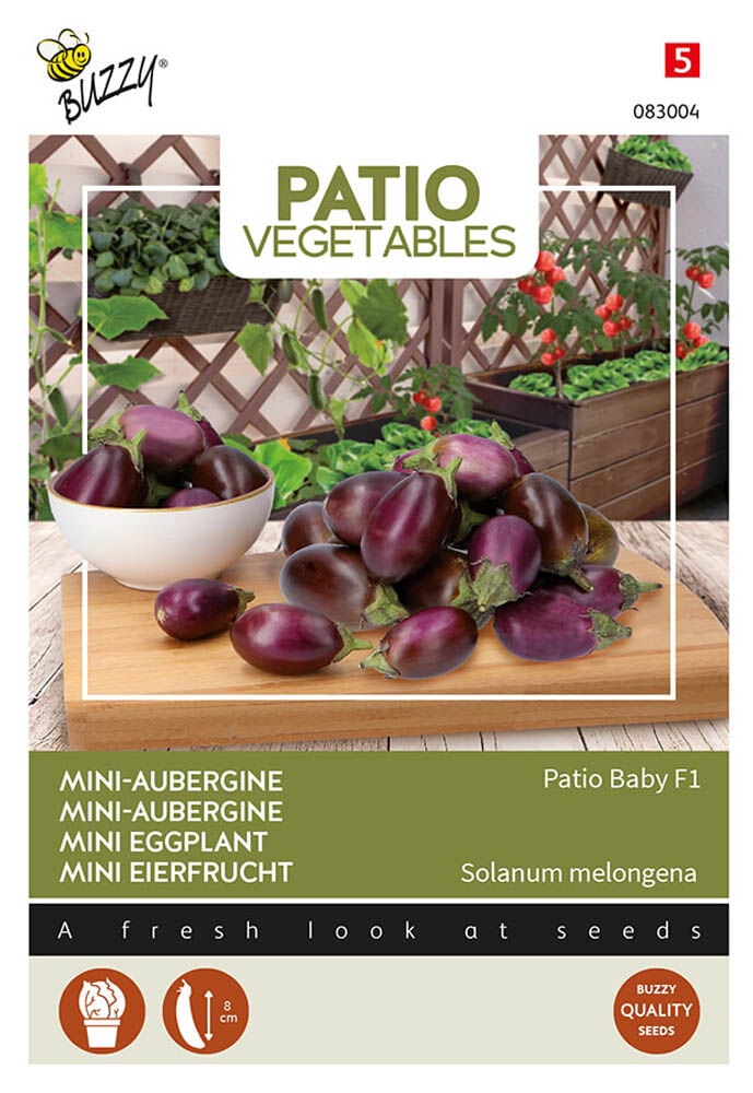 Buzzy Patio Vegetables Mini Aubergine - Groentezaden Buzzy Patio Vegetables Mini Aubergine - Groentezaden